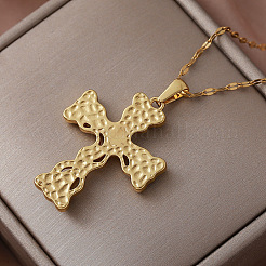 Vintage 304 Stainless Steel Crystal Rhinestone Religion Cross Pendant Necklaces for Women&nbsp;YA5550