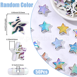 50Pcs Rainbow Iridescent Printed Opaque Acrylic Beads&nbsp;OACR-SP0002-13B