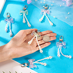 6Pcs 3 Colors ABS Plastic Imitation Pearl Pendant Decorations&nbsp;AJEW-TA0002-30