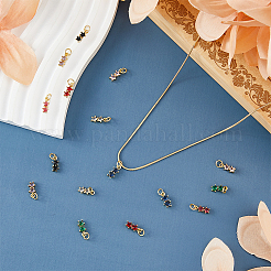 16PCS 8Colors Brass Cubic Zirconia Charms&nbsp;KK-DC0003-77