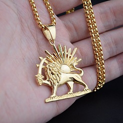 Lion and Sun 304 Stainless Steel Pendant Box Chain Necklaces&nbsp;FS-WG8084C-01