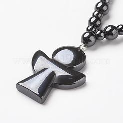 Non-magnetic Synthetic Hematite Pendant Necklaces&nbsp;NJEW-G290-18