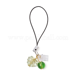Glass & Acrylic Leaf Charm Mobile Straps&nbsp;HJEW-JM03341