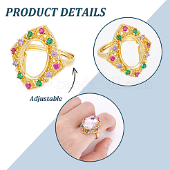 6Pcs 6 Styles Rack Plating Brass Micro Pave Cubic Zirconia Adjustable Ring Components&nbsp;KK-UN0003-42