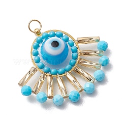 Faceted Dyed Natural Magnesite & Handmade Lampwork Beaded Pendants&nbsp;PALLOY-MZ00472-05
