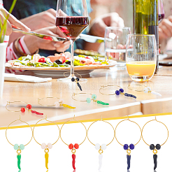 Horn of Plenty Alloy Enamel with Glass Bead Wine Glass Charms&nbsp;AJEW-AB00040