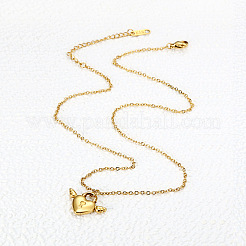 304 Stainless Steel Heart Lock with Angel Wings Pendant Necklaces for Women&nbsp;WG91D89-01