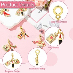5Pcs 5 Styles Woman Theme Brass Enamel European Dangle Charms&nbsp;KK-CJ0003-91