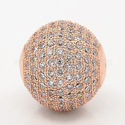 CZ Jewelry Findings Brass Micro Pave Cubic Zirconia Round Beads&nbsp;ZIRC-M015-08RG-NR