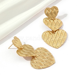 201 Stainless Steel Heart Dangle Stud Earrings&nbsp;EJEW-D084-16G