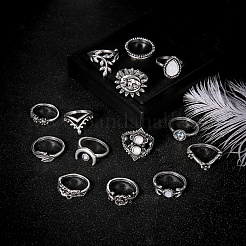 14Pcs 14 Style Rhinestone Finger Rings Set&nbsp;AJEW-PW0005-02AS