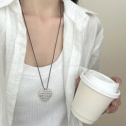 Adjustable Brass Beaded Heart Pendant Necklaces for Women&nbsp;WG3FF90-02