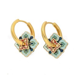 Brass Rhombus Hoop Earrings&nbsp;EJEW-R016-13G-04