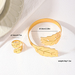 Leaf Alloy Cuff Bangles & Cuff Rings Sets&nbsp;FS-WG68E2E-01