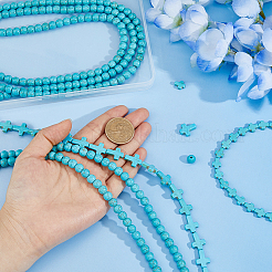 6 Strands 3 Styles Dyed Synthetic Turquoise Beads Strands&nbsp;G-FH0002-46A