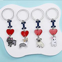 WEWAYSMILE 2 pcs Dog Keychain Car Keychain Pet Pendant Key-Ring Lovely Dog Key-ring Portable Metal Keychain Gift for Pet Lover Birthday Puppy Theme Party Supplies (Black Bulldog)&nbsp;JX793A