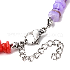 Dyed Natural Freshwater Shell Nuggets Beaded Chakra Anklets&nbsp;AJEW-AN00745