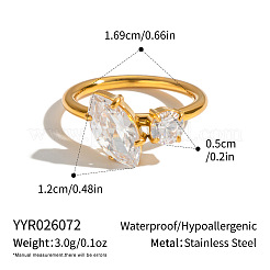 304 Stainless Steel Pave Cubic Zirconia Finger Rings for Women&nbsp;YX7499-1