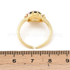 Adjustable Brass Enamel Cuff Rings for Women&nbsp;RJEW-B153-04G