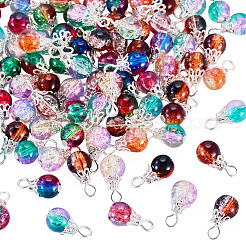 100Pcs 10 Colors Glass Pendants&nbsp;PALLOY-TAC0291