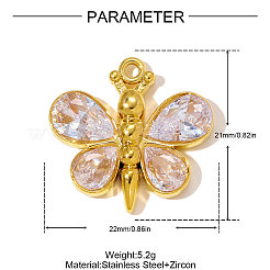 304 Stainless Steel Cubic Zirconia Pendants&nbsp;STAS-OY010-03G