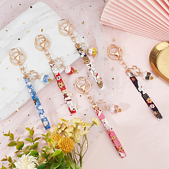 5Pcs 5 Colors Maneki Neko Lucky Cat Porcelain Pendant Keychain&nbsp;FIND-OC0002-39