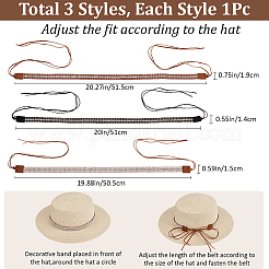 3Pcs 3 Styles Imitation Leather & Velvet Southwestern Cowboy Hat Band&nbsp;FIND-CP0001-54B