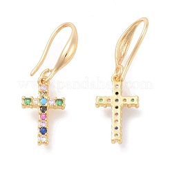 Brass Micro Pave Cubic Zirconia Dangle Earrings&nbsp;EJEW-F233-02G