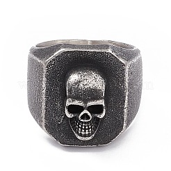 Skull 304 Stainless Steel Finger Ring&nbsp;RJEW-F137-02AS