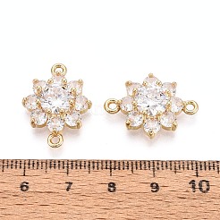 Brass Pave Clear Cubic Zirconia Connector Charms&nbsp;KK-N284-14G