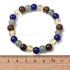 Natural Tiger Eye & Glass Beads Stretch Bracelets for Women Men&nbsp;BJEW-P398-01C