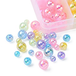 18 Style Transparent Rainbow Iridescent Acrylic Beadss Plated&nbsp;MACR-YW0002-09