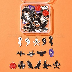 60Pcs 15 Styles Halloween Theme Alloy Enamel Pendants&nbsp;FIND-FS0002-89