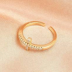 Brass Micro Pave Cubic Zirconia Cuff Rings&nbsp;KK-H093-19G