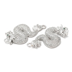 Brass Micro Pave Clear Cubic Zirconia Connector Charms&nbsp;KK-Q775-08P