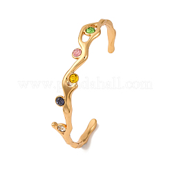 304 Stainless Steel Rhinestone Cuff Bangles for Women&nbsp;BJEW-L610-23G