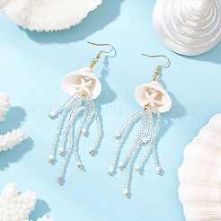3 Pairs 304 Stainless Steel Gemstone & Glass Seed Beaded Jellyfish Dangle Earrings&nbsp;EJEW-MZ00529