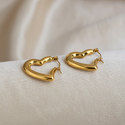 304 Stainless Steel Heart Hoop Earrings for Women&nbsp;NV8821