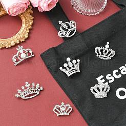7Pcs 7 Styles Crystal Rhinestone Crown Brooch Pin with Plastic Pearl Beaded&nbsp;JEWB-CJ0003-19