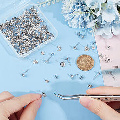 84Pcs 6 Style 201 Stainless Steel Stud Earring Findings&nbsp;STAS-UN0057-42