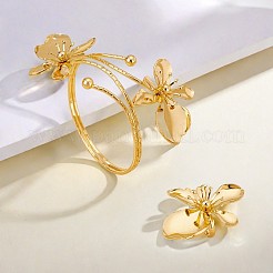 Flower Alloy Cuff Bangles & Rings Sets&nbsp;FS-WGBB150-01