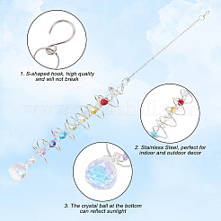 Glass Round Suncatchers Hanging Ornaments&nbsp;HJEW-WH20012-01