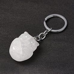 Natural Quartz Crystal Pendant Keychains&nbsp;KEYC-P011-01P-11