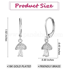 Clear Cubic Zirconia Mushroom Dangle Leverback Earrings&nbsp;EJEW-SW00011-25