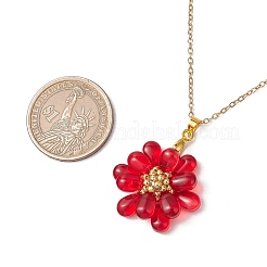 Flower Handmade Glass Seed Beaded Pendant Necklaces&nbsp;NJEW-MZ00096-06