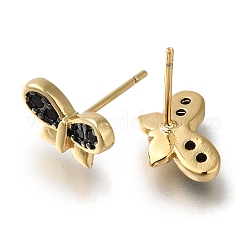Rack Plating Brass Micro Pave Cubic Zirconia Stud Earring&nbsp;EJEW-C101-11G