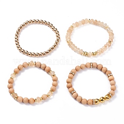 4Pcs 4 Style Synthetic Watermelon Stone & Hematite & Wood Beaded Stretch Bracelets Set&nbsp;BJEW-JB07625