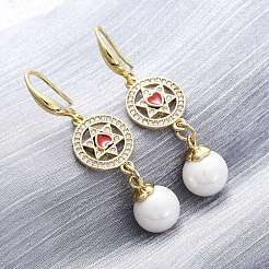Brass Micro Pave Clear Cubic Zirconia Dangle Earrings&nbsp;EJEW-F362-03G