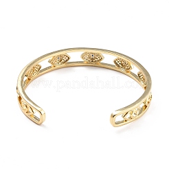 Clear Cubic Zirconia Evil Eye Open Cuff Bangle&nbsp;BJEW-A123-05G