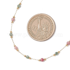 Handmade 3MM Faceted Round Mixed Gemstone Beads & 316 Stainless Steel Round Link Chains Necklaces&nbsp;NJEW-JN05872